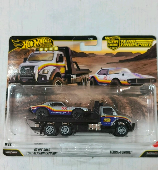 Hot Wheels Premium Team Transport | ’67 OFF ROAD TOUT-TERRAIN CAMARO | TERRA-TORQUE | Rugged Racing Series | Muscle Car Legend | FLF56