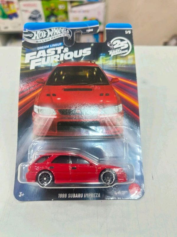 HOTWHEELS Hot Wheels SILVER SERIES | FAST & FURIOUS DREAM LINEUP | IMPORTED | SET OF 5 CARS | 1999 SUBARU IMPREZA WRX | CHEVY FLEETLINE | 1967 CUSTOM MUSTANG | 1969 CAMARO | 1999 NISSAN MAXIMA | HNR88