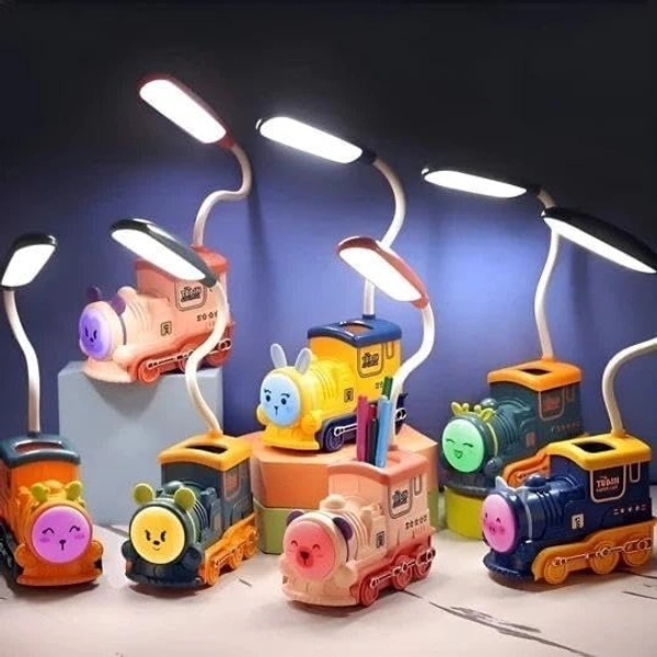 Train Table Lamp with Pen Stand for Kids Night Lamp for Study Table