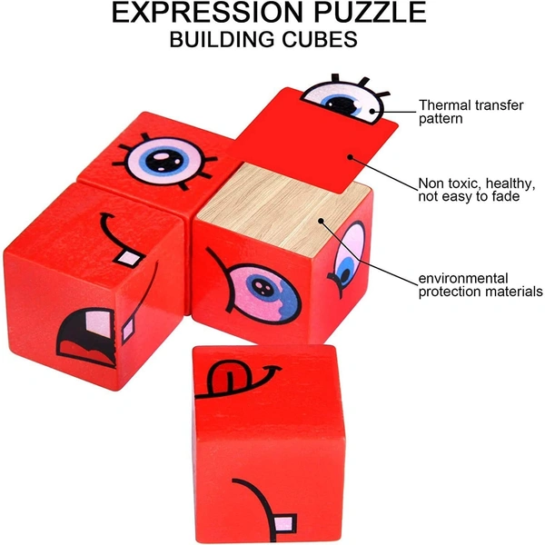 Emoji Cube face Change Game for Kids|Expressions Puzzles Toy with 16 Cube|36 Challenge Card, 18 Double Sided Answer Card, Face Changing Matching Blocks