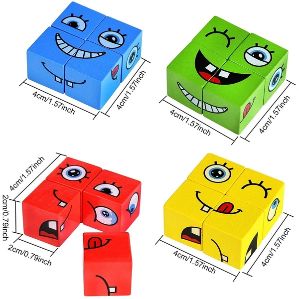 Emoji Cube face Change Game for Kids|Expressions Puzzles Toy with 16 Cube|36 Challenge Card, 18 Double Sided Answer Card, Face Changing Matching Blocks
