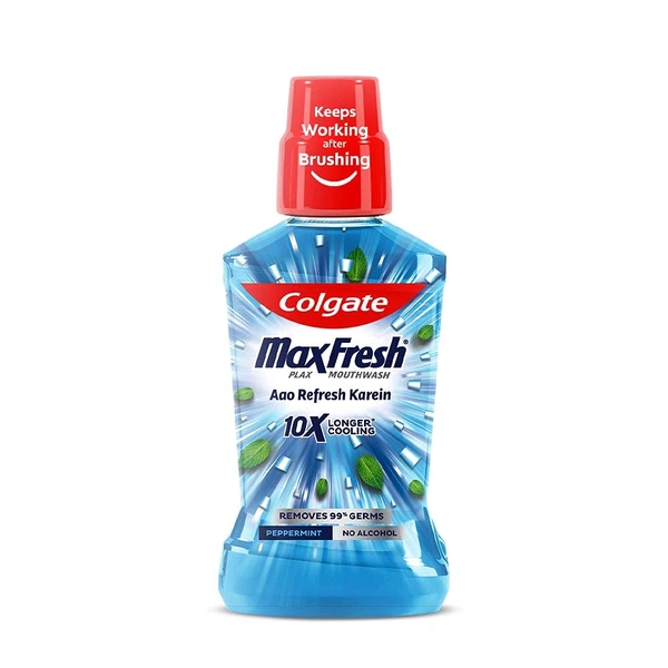 Colgate Maxfresh Plax Antibacterial Mouthwash, 24/7 Fresh Breath, Alcohol Free Mouth Wash Liquid for Bad Breath - 250g