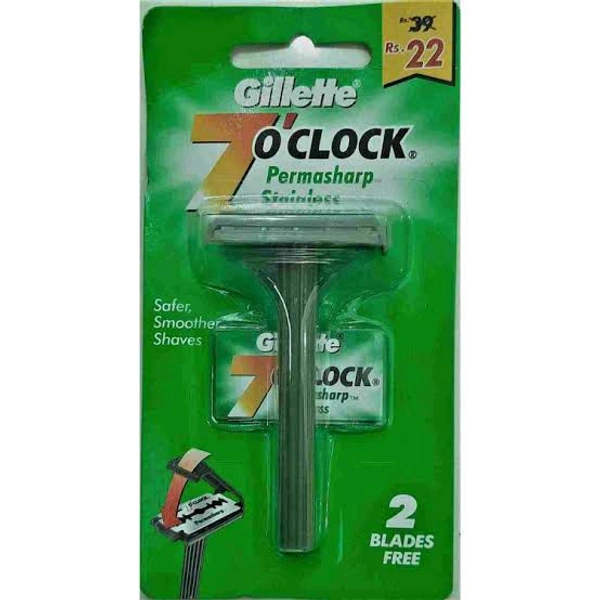 Gillette 7 o'Clock - Manual Super Platinum Razor -1 +2 BLEDES