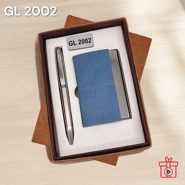GL 2002 Steel Blue Pen & Card Holder Set