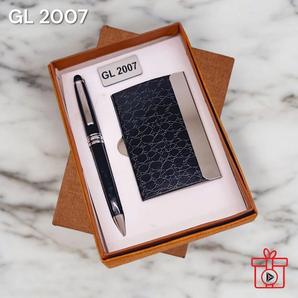 GL 2007 Black Croco Pen & Card Holder Set