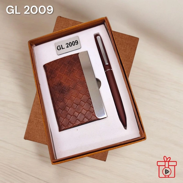 GL 2009 Brown Strips Pen & Card Holder Set