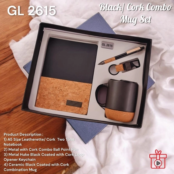 GL 2615 Four in one Black/Cork Mug Welcome Kit