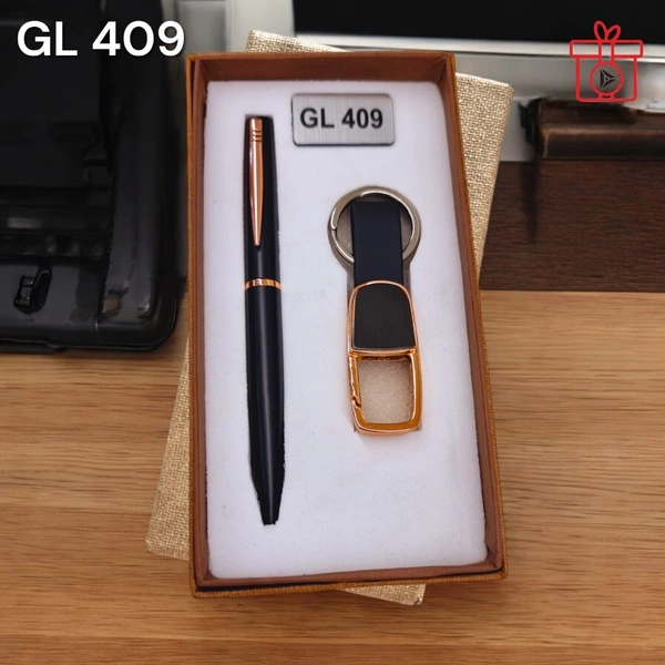 GL 409 Black Rose Pen & Keychain Set