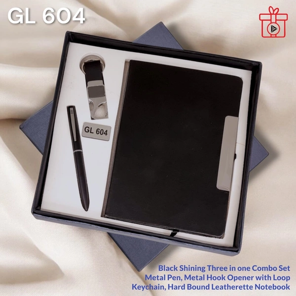 GL 604 Black Three in one Notebook set - Min 500 Sets
