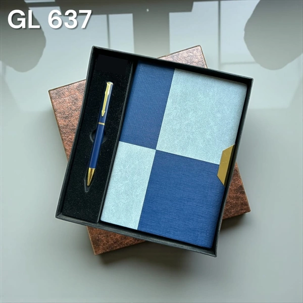 GL 637 Pen And Notebook Two Tone Blue Design