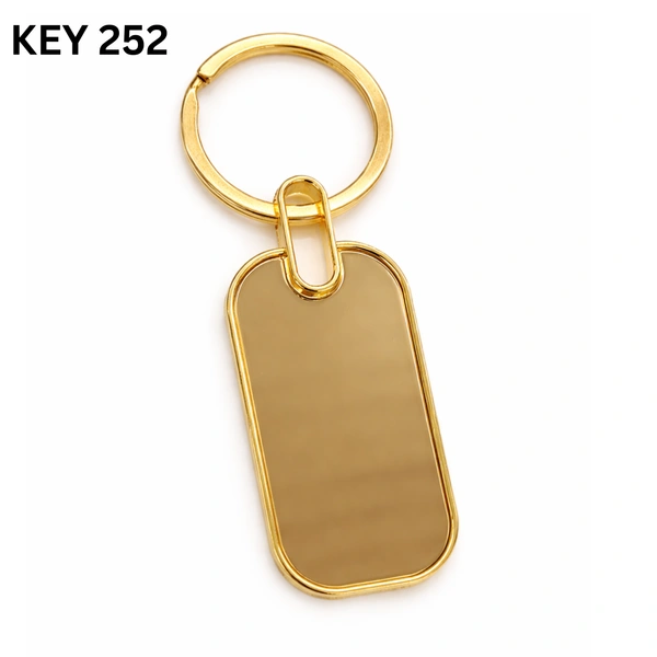 Key 252 Gold metal rectangular keychain