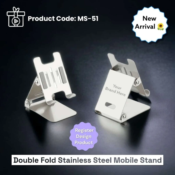 MS 51 Steel Mirror Finish Double Fold Multi Angle Mobile Stand