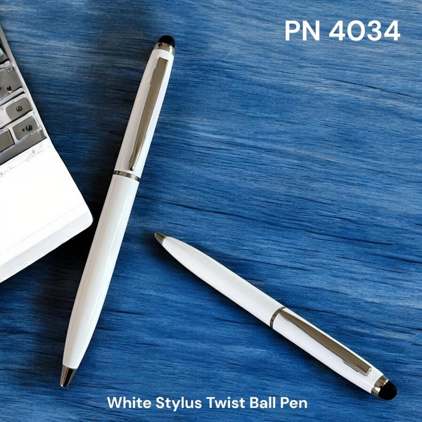 PN 4034 White stylus twist ball pen