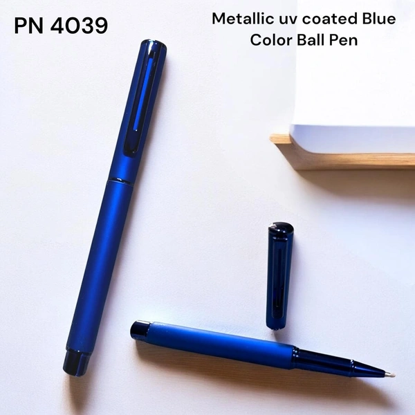 PN 4039 Metallic UV Coated blue color ball pen