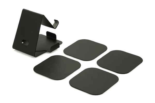 ST 212 Black regular mobile stand with 4 plates coaster