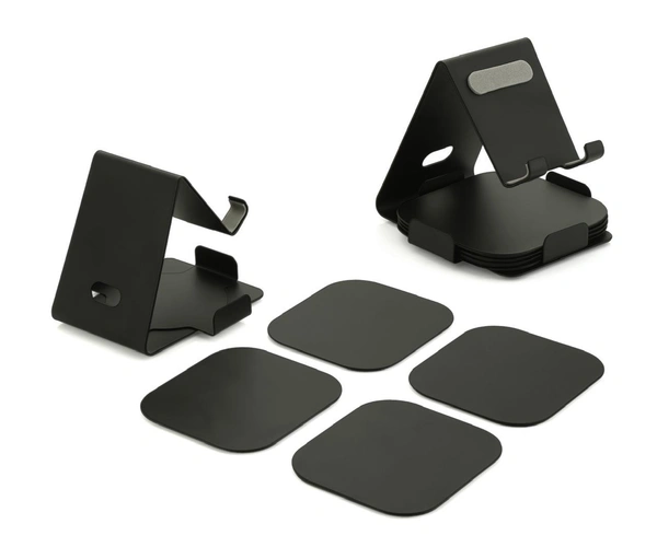 ST 212 Black regular mobile stand with 4 plates coaster