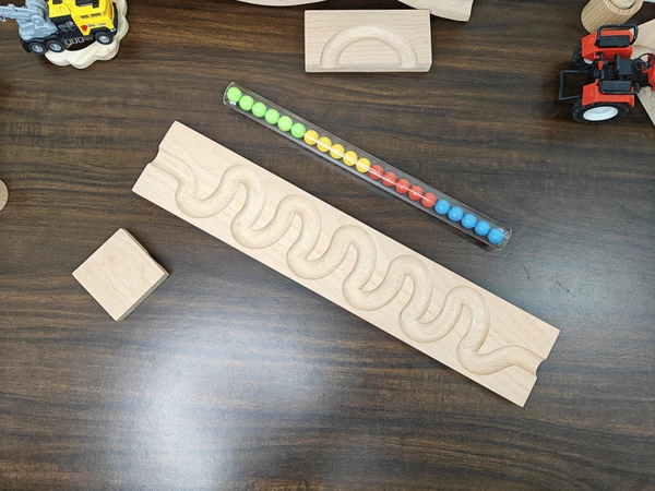 KANCHA Kancha Marble Run Track, Long Track, Marble Race, Marble Run Race Wooden Plate, Light Weight Toy, Montessori Pack of 1 Waves Maze Toy Wood Toy - Without Pipe
