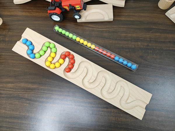 KANCHA Kancha Marble Run Track, Long Track, Marble Race, Marble Run Race Wooden Plate, Light Weight Toy, Montessori Pack of 1 Waves Maze Toy Wood Toy - Without Pipe