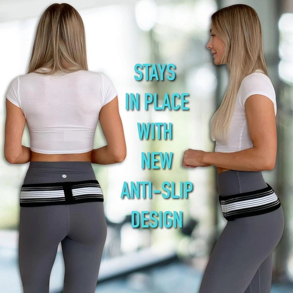 Evissa Sacroiliac SI Joint Hip Belt | Adjustable Premium Waist Belt for Women & Men | Posture Corrector, Joint Support for Pelvic, Lower Back & Sciatica Pain Relief | Black (Regular) - regular