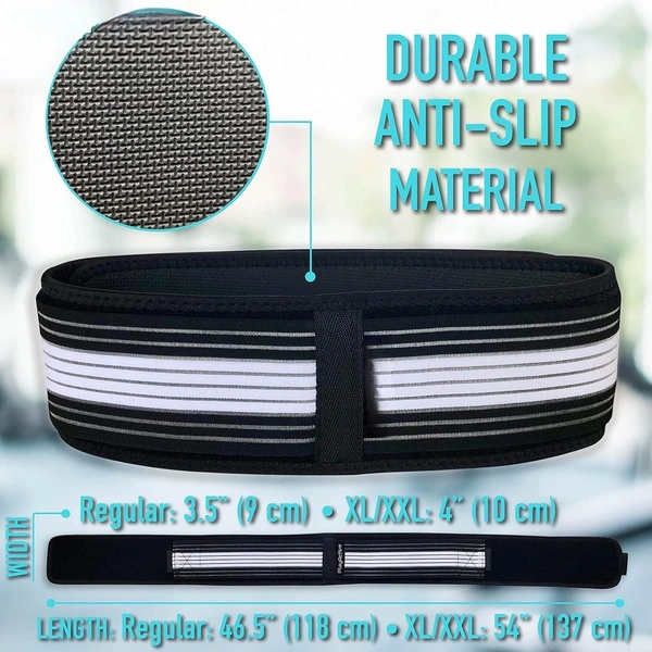 Evissa Sacroiliac SI Joint Hip Belt | Adjustable Premium Waist Belt for Women & Men | Posture Corrector, Joint Support for Pelvic, Lower Back & Sciatica Pain Relief | Black (Regular) - regular