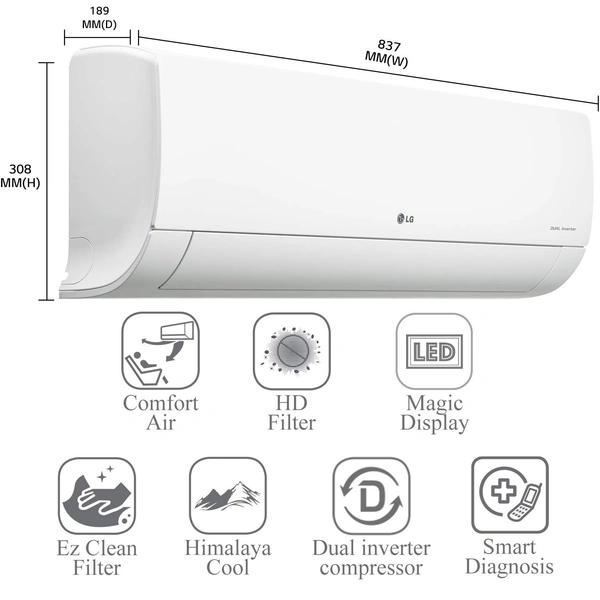 LG 1.5 Ton 3 Star Inverter Split AC (Copper, Convertible 5-in-1 Cooling, HD Filter with Anti-Virus protection, 2021 Model, MS-Q18PNXA, White) - Hiranagar Kathua Samba, Credit & Debit Cards