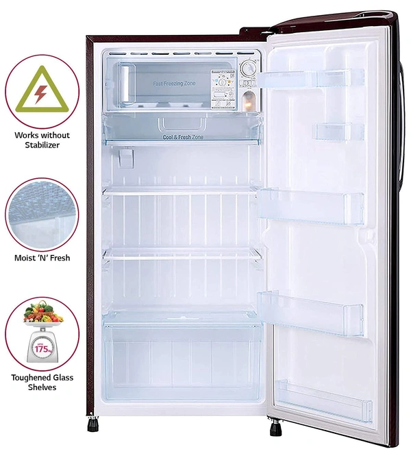 LG 188 L 2 Star Direct-Cool Single Door Refrigerator (GL-B191KPRC, Peppy Red, Moist 'N' Fresh) - Hiranagar Kathua, Credit & Debit Cards