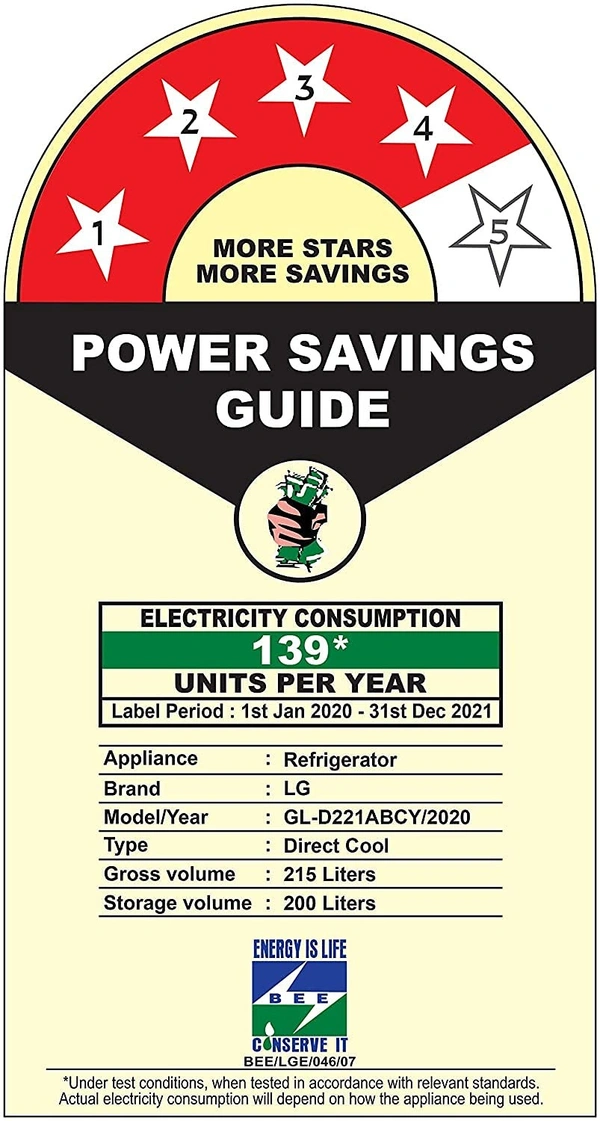 LG 215 L 4 Star Inverter Direct-Cool Single Door Refrigerator (GL-D221ABCY, Blue Charm, Base Stand with Drawer) - Kathua Hiranagar, Credit & Debit Card Accepted