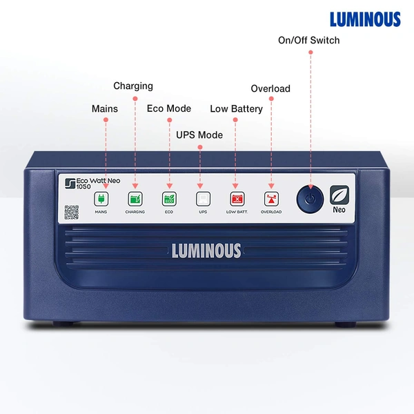 Luminous 900VA Eco Watt Neo 1050 Square Wave Inverter for Home, Office and Shops(Blue) - Hiranagar Kathua Jatwal, Credit & Debit Card Accepted