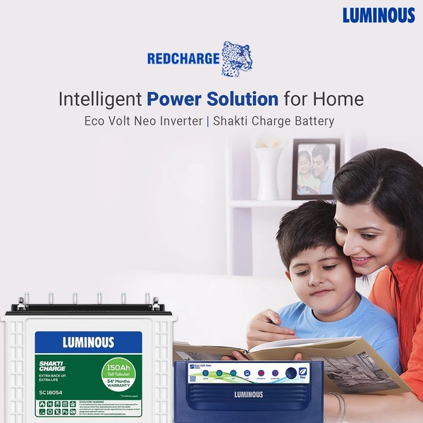 Luminous Eco Volt + 1050 with Shakti Charge SC18054 150Ah Tall Tubular Battery (White and Blue) - Kathua Hiranagar Jatwal, Credit & Debit Card Accepted