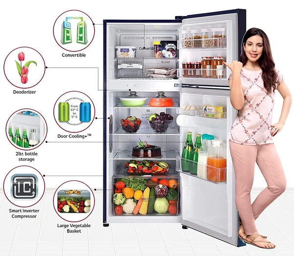LG 260L 3 Star Smart Inverter Frost-Free Double Door Refrigerator (GL-T292RBCX, Blue Charm, Convertible) - Hiranagar Jatwal Kathua, Credit & Debit Card Accepted