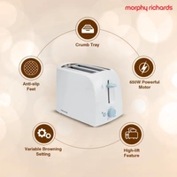 Morphy Richards AT-201 2-Slice 650-Watt Pop-Up Toaster (White) - Hiranagar Kathua Jatwal, Credit & Debit card Accepted