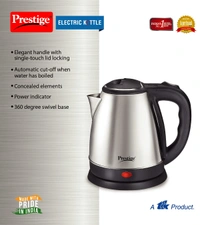 Prestige Electric Kettle PKOSS - 1500watts, Steel (1.5Ltr), Black - Hiranagar , Credit & Debit Card Accepted