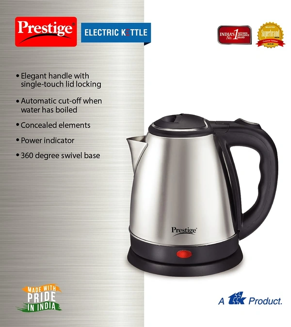 Prestige Electric Kettle PKOSS - 1500watts, Steel (1.5Ltr), Black - Hiranagar , Credit & Debit Card Accepted