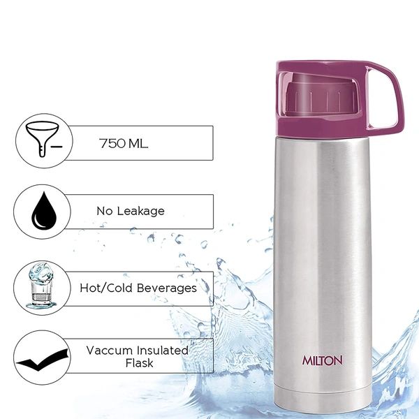 Milton Glassy Flask 750ml Vacuum Flasks- Pink - Hiranagar