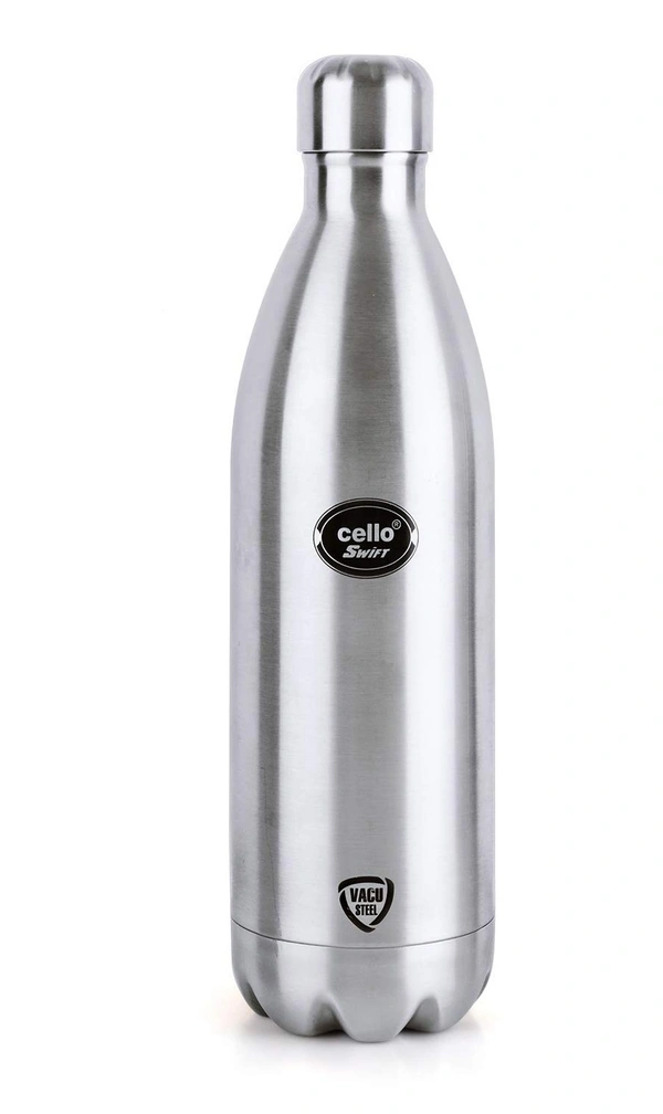 Cello Swift Stainless Steel Double Walled Flask, Hot and Cold, 1000ml, 1pc, Silver - Hiranagar Kathua