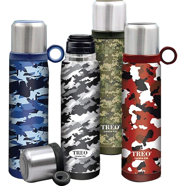 TREO by Milton Camouflage Carbine-650 Thermosteel Vaccum Insulated Hot & Cold Stainless Steel Water Bottle 600 ml (1 PC, Multicolour) - Hiranagar