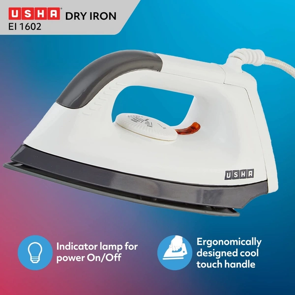 USHA EI 1602 1000 W Lightweight Dry Iron with Non-Stick Soleplate (Multi-colour) - Hiranagar, Kathua Samba