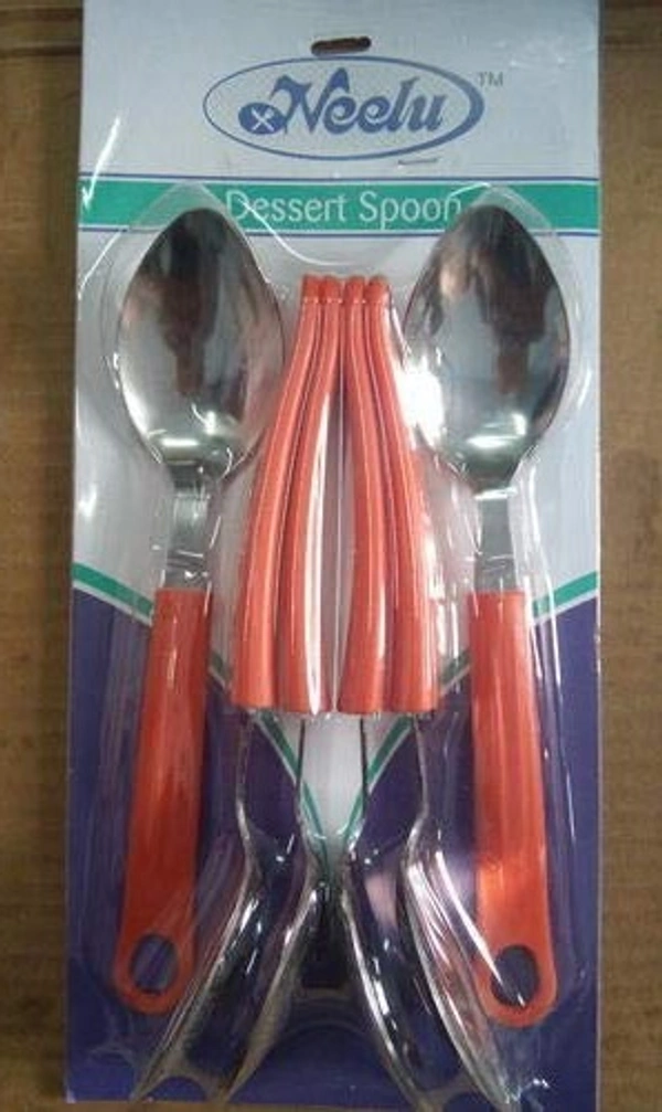 Neelu Dessert Spoon Stainless Steel with Plastic Handle (6Pcs Set,Multicolour) - Hiranagar, Kathua Jatwal