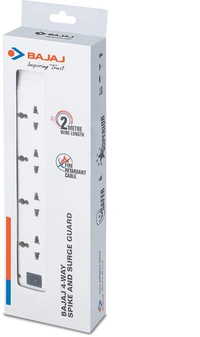 Bajaj 220V 4-Way Spike and Surge Guard with 2m Wire (White) - Hiranagar, Kathua Jatwal