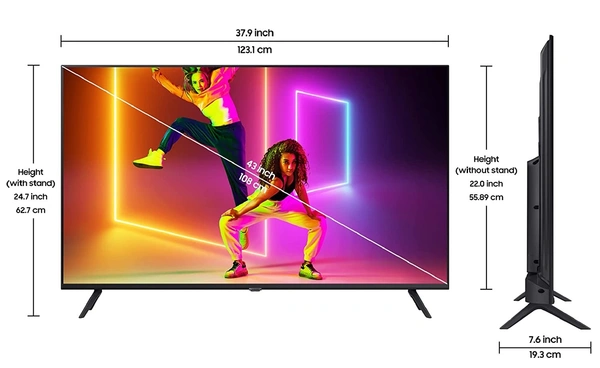 Samsung 108 cm (43 inches) Crystal 4K Series Ultra HD Smart LED TV UA43AUE60AKLXL (Black) - Free Scheduled Delivery