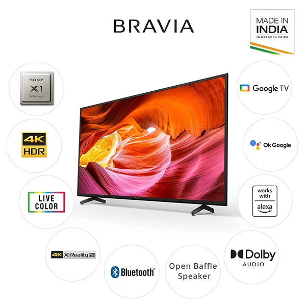 Sony Bravia 126 cm (50 inches) 4K Ultra HD Smart LED Google TV KD-50X75K (Black) with Alexa Compatibility - FREE Scheduled Delivery