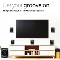 Philips Audio SPA8000B/94 5.1 Channel 120W Multimedia Speaker System with Bluetooth, 5x15W Satellite Speakers, LED Display, Robust Design & Matte Finish (Black) - Free Scheduled Delivery