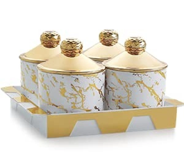 Rishabh Silky Ceramic Plastic Container Set With Tray - Hiranagar