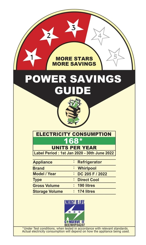 Whirlpool 190 L 3 Star Direct Cool Single Door Refrigerator (WDE 205 CLS PLUS 3S Wine Radiance) - Credit & Debit Cards Accepted, 3-5 Days