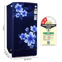 Godrej 185 L 2 Star Direct Cool Single Door Refrigerator (RD EDGE 200B 23 WRF PP BL, Pep Blue, Large Vegetable Tray) - 3-5 Days