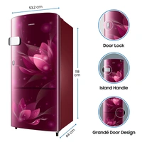 Samsung 192 L 3 Star Inverter Direct Cool Single Door Refrigerator (RR20A1Y2YR8/HL, Saffron Red) - 3-5 Days