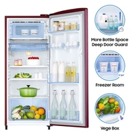 Samsung 192 L 3 Star Inverter Direct Cool Single Door Refrigerator (RR20A1Y2YR8/HL, Saffron Red) - 3-5 Days