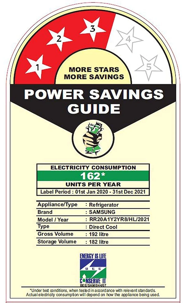 Samsung 192 L 3 Star Inverter Direct Cool Single Door Refrigerator (RR20A1Y2YR8/HL, Saffron Red) - 3-5 Days