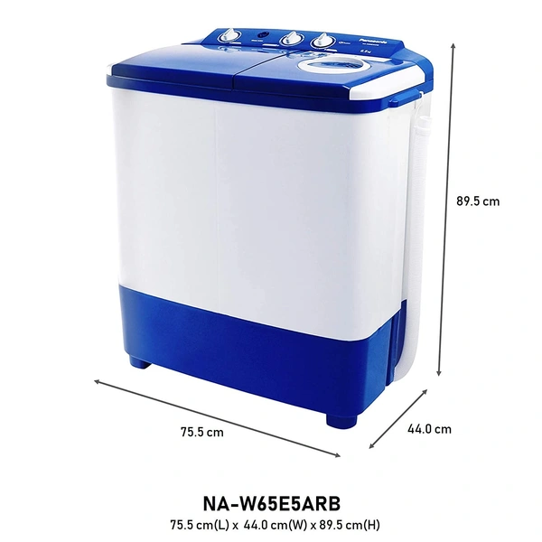 Panasonic 6.5 kg 5 Star Semi-Automatic Top Loading Washing Machine (NA-W65E5ARB, Blue, Powerful Motor) - Credit & Debit Card Accepted, 3-5 Days