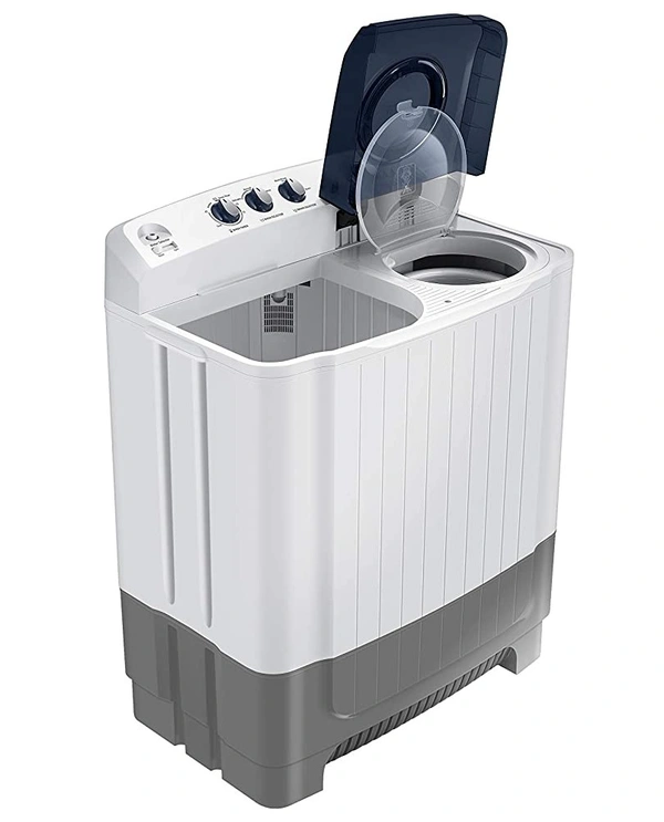 Samsung 8.0 Kg Semi-Automatic 5 Star Top Loading Washing Machine (WT80R4200LG/TL, Light Grey, Royal Blue Lid (Transparent), Hexa Storm Pulsator) - Credit & Debit Card Accepted, 3-5 Days